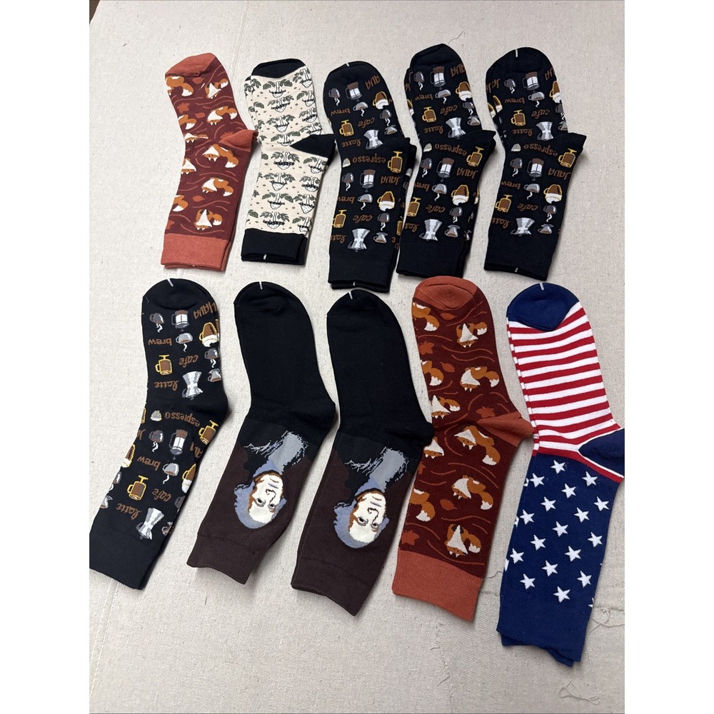 Different Touch Crew Socks 10 Pair Lot Novelty Multi-Color Size 9-12 Like New